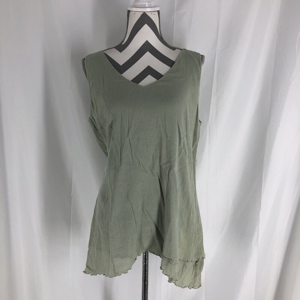 Soft Surroundings Top Womens Medium Sage Green Swing Tank